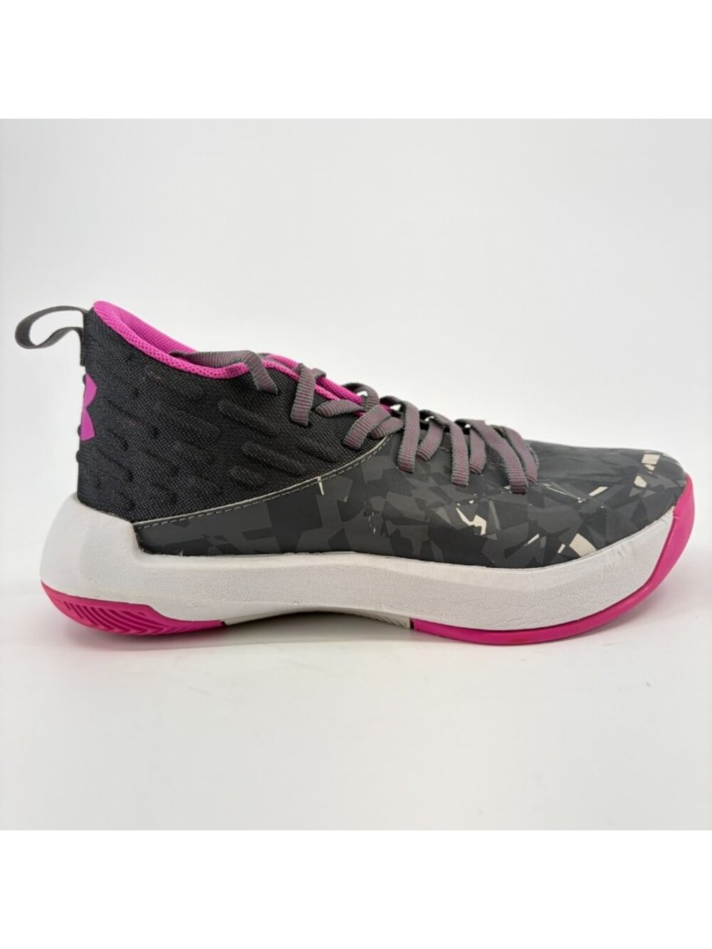 Under Armour Lightning Girls Size 4Y Gray Black White Basketball Shoes Sneakers